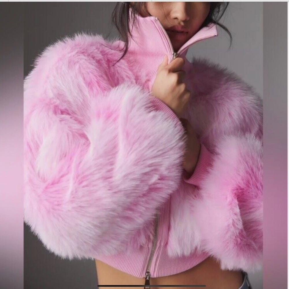 NWT - Silence + Noise Portia Faux Fur Cropped Jacket - Sz XL - Urban Outfitters